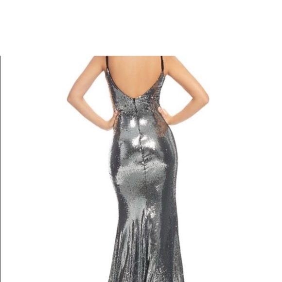 Silver Sequin Evening Gown - Picture 3 of 4